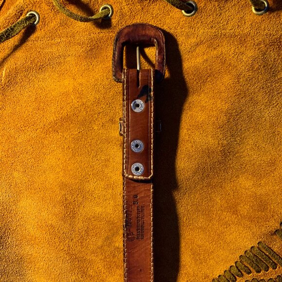 Vogt western hand tooled sterling silver acorn leaf embossed leather belt - Picture 9 of 13